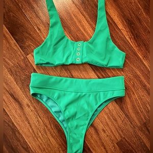 Kendall & Kylie Swim Green Bikini - Henley top / High Waisted bottoms